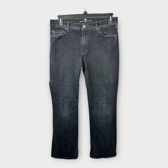 7 For All Mankind 7FAMK size 34 Relaxed Straight Leg Denim Jeans Black - Picture 1 of 11